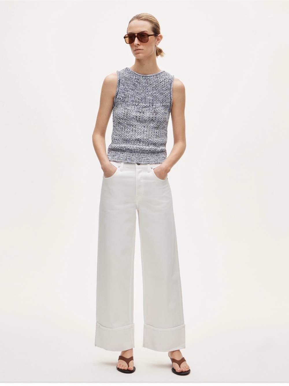 NWT J.Crew Everyday Wide-Leg Cuffed Ankle Jeans in White Denim Size 26
